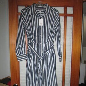 Free Assembly Navy Stripe Maxi Dress Women's Large NEW 100% Cotton